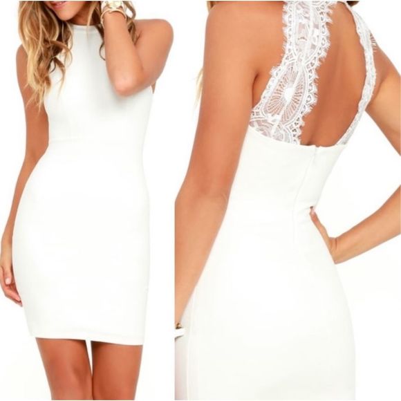 Lulu’s Endlessly Alluring White Lace body con dress size M - Picture 1 of 6